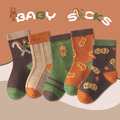 【SB057】童襪｜韓版花生松鼠中筒襪(5雙1組)