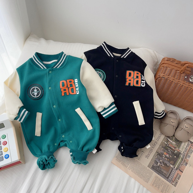 【BA566】韓版棒球字母長袖連身衣(2色)