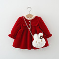 【BG620】日系珍珠扣小立領加厚保暖長袖澎澎洋裝(送兔兔掛飾)(1色)