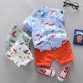 【BB350】韓版彩色恐龍襯衫兩件式短袖短褲套裝(3色)