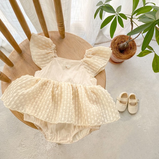 【BA664】韓版小珍珠蝴蝶結無袖包屁裙(1色)