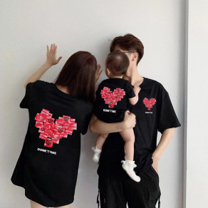 【F037】日系字母愛心全家福親子短袖上衣(2色)
