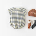 【BA666】日系條紋立體小鴨屁屁短袖包屁衣(1色)_1