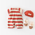 【BA693】日系條紋立體小狗短袖連身衣(1色)_1