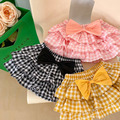 【BT084】韓版大蝴蝶結格紋蛋糕短褲裙(3色)