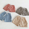 【BT087】韓版格紋綁帶短褲(4色)