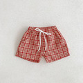 【BT087】韓版格紋綁帶短褲(4色)_2