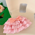 【BT084】韓版大蝴蝶結格紋蛋糕短褲裙(3色)_2