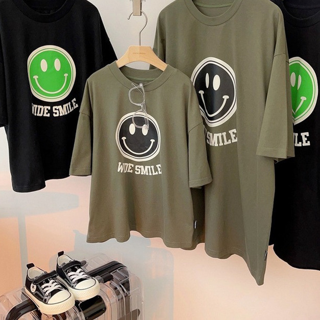 【F054】日系大笑臉字母全家福親子短袖上衣(2色)
