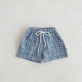 【BT087】韓版格紋綁帶短褲(4色)_4