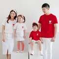 【F053】日系胸口愛心字母全家福親子短袖上衣(3色)
