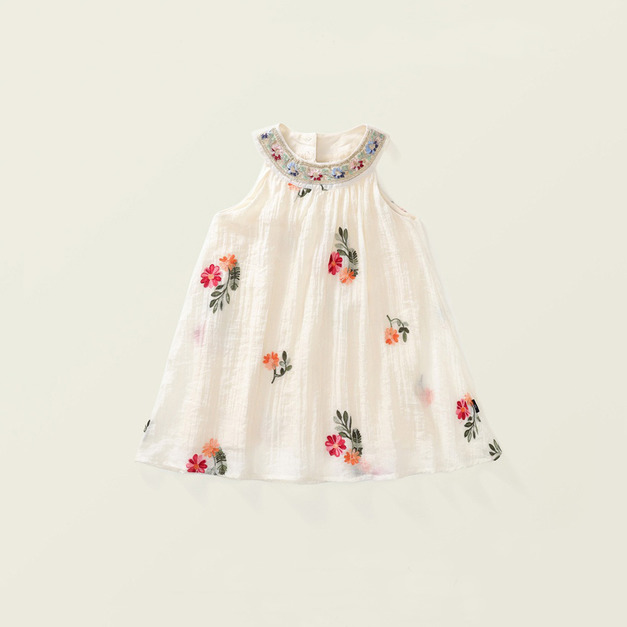 【BG776】日系彩色刺繡花無袖澎澎洋裝(1色)