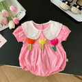 【BA731】日系三朵立體花短袖包屁衣(1色)