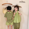 【BS203】韓版青草綠碎花兄妹短袖套裝(1色)_3