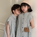 (缺貨)【BS201】韓版小方格兄妹短袖套裝(1色)_1