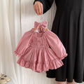 【BA747】韓版粉紅大裙擺長袖包屁裙(送髮帶)(1色)