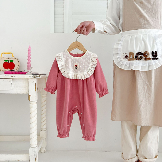 【BA774】韓版刺繡鬱金香長袖連身衣(1色)