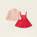 【BG882】日系小紅點點兩件式吊帶長袖洋裝(1色)_2
