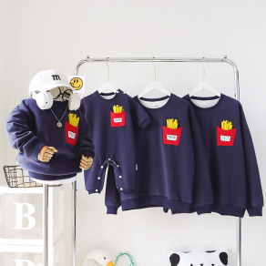 【F084】日系字母立體薯條全家福親子長袖上衣(1色)