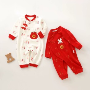 【BA845】中國風福袋兔長袖連身衣(2色)