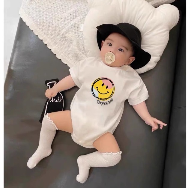 【F045】日系彩色字母笑臉全家福親子短袖上衣(1色)