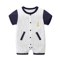 【BA868】日系刺繡船錨直條短袖連身衣(1色)