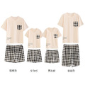 【F132】日系口袋格紋全家福親子短袖短褲套裝(1色)_2