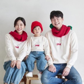 【F137】日系愛心字母全家福親子長袖上衣(1色)