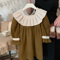 【BG494】日系純色大圓領長袖澎澎洋裝(1色)
