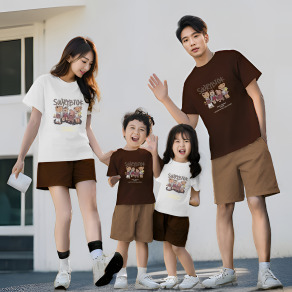 【F146】日系四隻小熊全家福親子短袖上衣(3色)