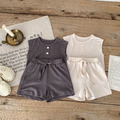 【BE103】日系純色鈕扣無袖短褲套裝(2色)_2