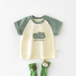 【BU175】韓版立體鱷魚短袖上衣(1色)