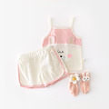 【BE120】日系立體兔兔吊帶無袖短褲套裝(1色)_1