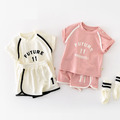 【BE125】日系11字母短袖短褲套裝(2色)_1
