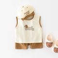 【BE123】日系奔跑小狗無袖短褲套裝(1色)_2