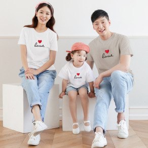 【F173】日系小寫字母愛心全家福親子短袖上衣(1色)