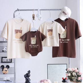 【F179】日系清涼飲料全家福親子短袖上衣(2色)