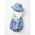 【BA048】日系滿版小花蝴蝶結無袖包屁衣(送遮陽帽)(1色)