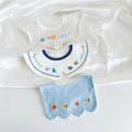 【BW185】韓版刺繡字母動物口水巾圍兜3條裝(蜜蜂蝸牛)