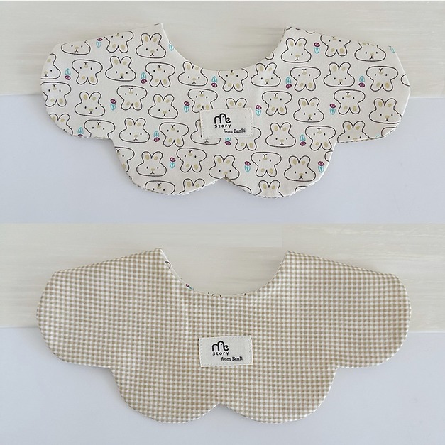 【BW265】韓版雙面花色口水巾圍兜1條裝(滿版兔)