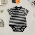 【BA122】韓版黑白條紋短袖包屁衣(1色)