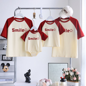 【F184】日系微笑字母全家福親子短袖上衣(1色)