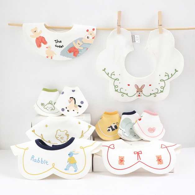 【客訂商品】韓版口水巾圍兜3條裝(隨機出貨)