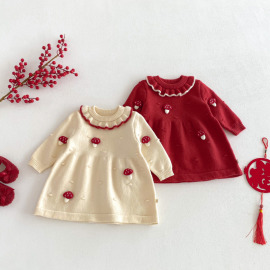 【BU243】小蘑菇長袖針織衫洋裝(2色)