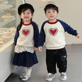 【F199】日系撞色LOVE愛心全家福親子長袖上衣(1色)_2