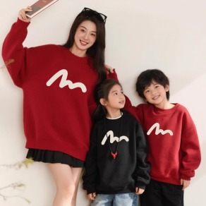 【F195】日系線條全家福親子長袖上衣(2色)