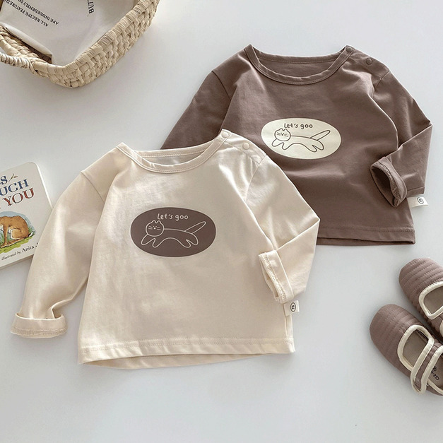 【BU251】可愛小貓咪加厚長袖上衣(2色)