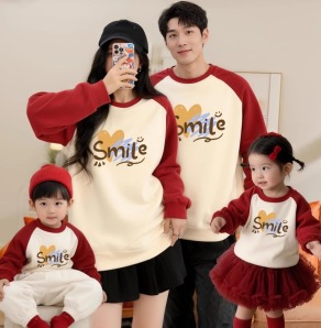 【F193】日系拼接字母愛心全家福親子長袖上衣(1色)