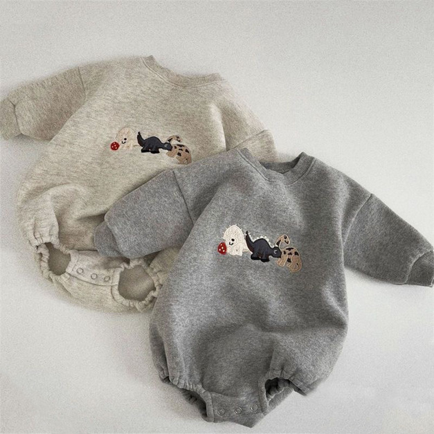 【BA880】刺繡小恐龍連身包屁衣(2色)