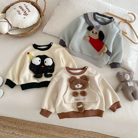 【BU246】熊熊小狗加厚保暖長袖上衣(2色)